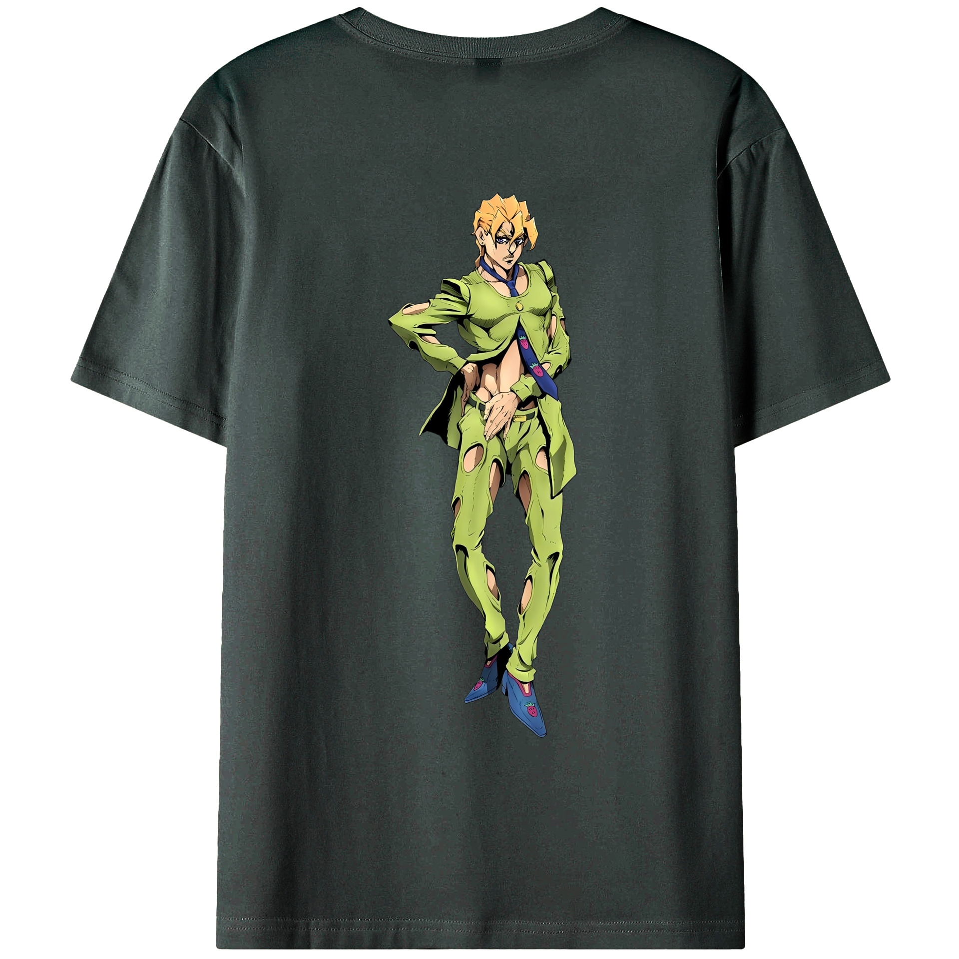 （画像用） ジョジョの奇妙な冒険 パンナコッタ?フー JoJo's Bizarre Adventure Pannacotta Fugo 綿100％ メンズ半袖Tシャツ（バックプリント） 通気性